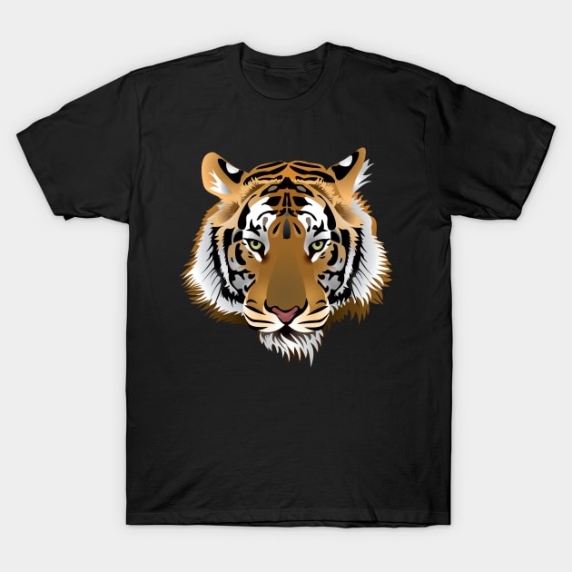 Tiger Head Cool Tiger Art T-Shirt by GRADA